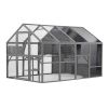 Luxury Cat Cage Outdoor Wooden Catio Enclosure Patio Large Cat Run House for Multiple Pets Walk in Kitten Kennel with Bouncy Bridge, Platforms