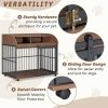 GO 44'' Heavy Duty Large Dog Crate Furniture for Large Medium Dog with Lockable Wheels, Wooden Dog Crate Dog Kennel