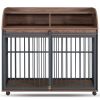 GO 44'' Heavy Duty Large Dog Crate Furniture for Large Medium Dog with Lockable Wheels, Wooden Dog Crate Dog Kennel