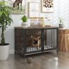 Wooden Dog Crate Furniture Large/Medium Dog, Dog Kennel Furniture Large Breed, Indoor Dog Cage Furniture Style with 2 Doors