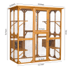 Catio Outdoor Cat Enclosure with Roof 72" Height Cat Wooden House Large Cat Cage with 3 Jumping Platforms and 2 Napping Houses for Cat Activity (Yello