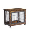 Furniture Style Dog Crate Side Table on Wheels with Double Doors and Lift Top. Rustic Brown, 31.50'' W x 22.05'' D x 25'' H.