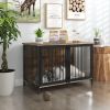 Wooden Dog Crate Furniture Large/Medium Dog, Dog Kennel Furniture Large Breed, Indoor Dog Cage Furniture Style with 2 Doors