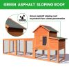 122"Large Wooden Chicken Coop,Outdoor Hen House with Nest Box,Wire Fence Poultry Cage