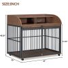 GO 44'' Heavy Duty Large Dog Crate Furniture for Large Medium Dog with Lockable Wheels, Wooden Dog Crate Dog Kennel