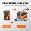 VEVOR Dog Bike Trailer, Supports up to 66 lbs, 2-in-1 Pet Stroller Cart Bicycle Carrier, Easy Folding Cart Frame with Quick Release Wheels