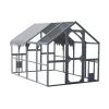 Outdoor Chicken Coop Enclosures 110" Large Kitten Playpen ,Upgrade Waterproof Cover-GREY