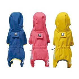 Small dog raincoat; body full surrounding; waterproof poncho pet clothes; with tow holes in the back (colour: Rose red, size: 2XL (recommended weight is 11-15kg))